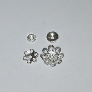 10 - 300 pc Solid Sterling Silver 925 Flower And Plain Cap Bead Round Spacer Findings Different Sizes And Quantities