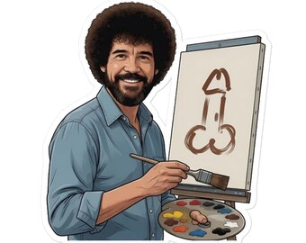 Bob Ross Painting Sticker | Durable Vinyl Decal (5-inch)