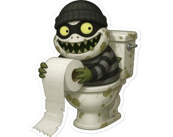Monster Toilet Paper Sticker – Durable Vinyl Decal (Easy Application)