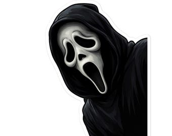 Ghostface Peek Sticker | Durable Vinyl Decal