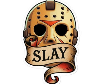 Jason Slay Mask Sticker: Durable Vinyl, Bubble-Free Application