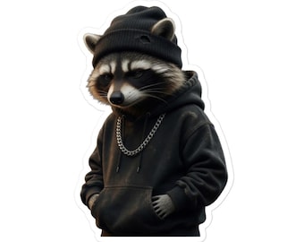 Raccoon Sticker: Durable Vinyl, Bubble-Free Application (Hoodlum Design)