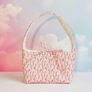 Pink Floral Fabric Handbag