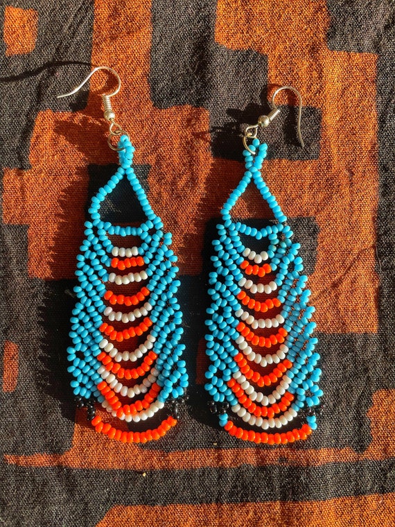 Blue seed 2024 bead earrings paparazzi