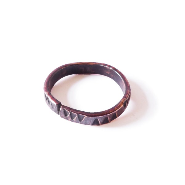 Stamped Copper Ring, Handmade Tribal Style Pure Copper Ring
