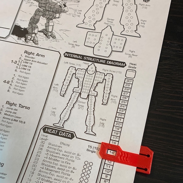 Battletech Heat Tracker Set - Monitor your heat on your lance or star without writing!