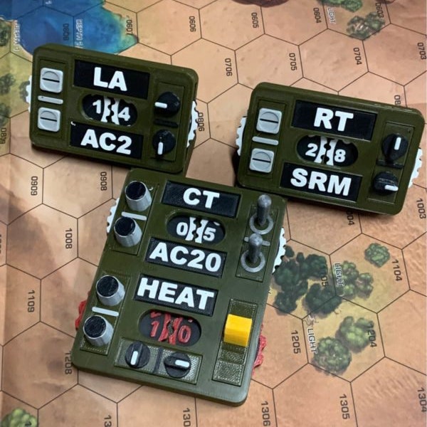 Fichiers BattleMech Mechwarrior Modular Cockpit STL - Suivi de la chaleur, des munitions, des critiques avec des tableaux de bord Mech étiquetés