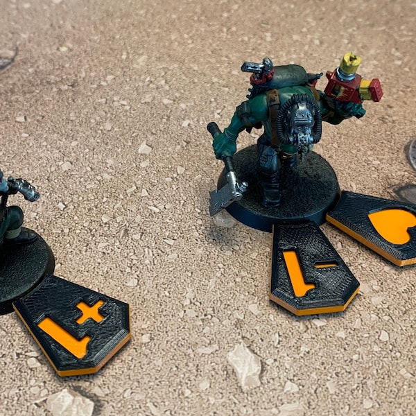 New Warhammer 40K Kill Team 2 Compatible Action Point, Crit, and Injured Token Set - Custom Two Color Options Available