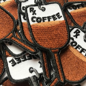 Coffee IV Bag Embroidered Iron-on Patch Coffee Patch Coffee Gift Coffee Lover Caffine Addict Coffee Addict Funny Patch image 3