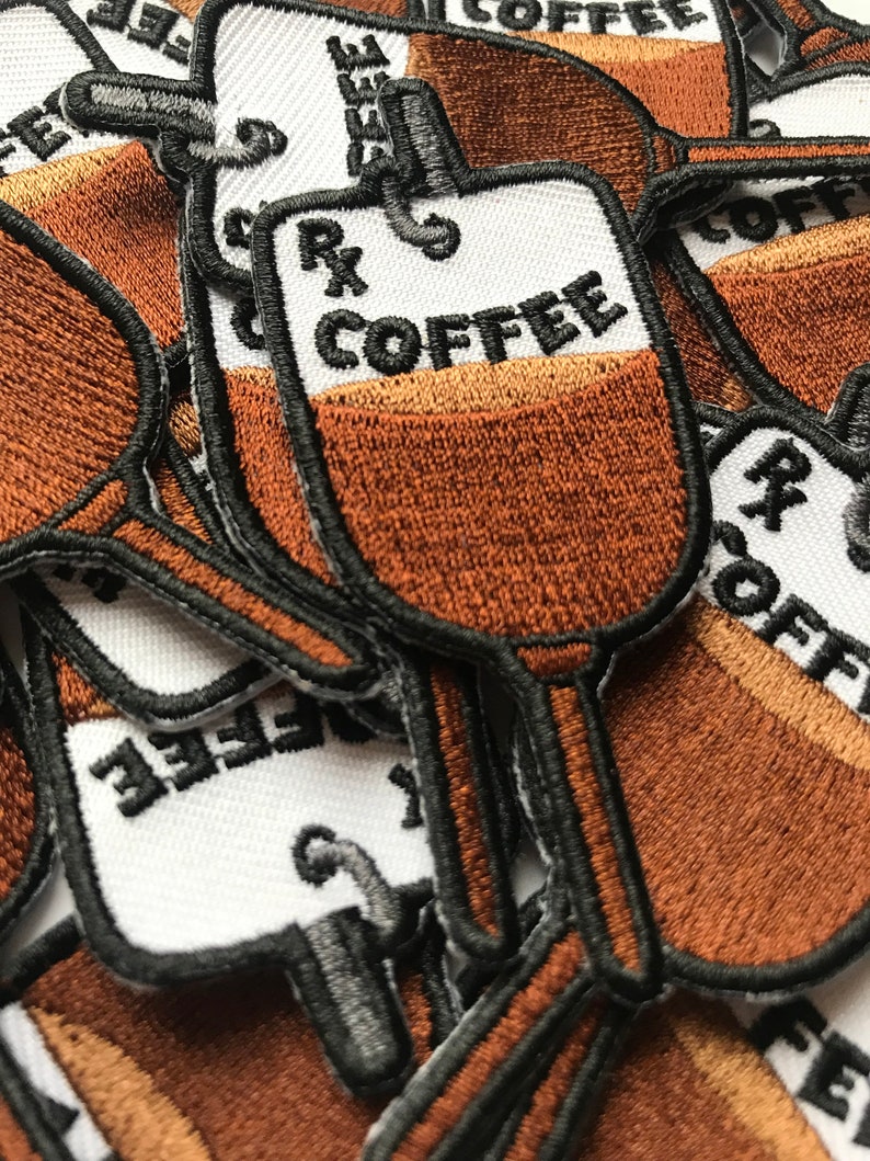 Coffee IV Bag Embroidered Iron-on Patch Coffee Patch Coffee Gift Coffee Lover Caffine Addict Coffee Addict Funny Patch image 3