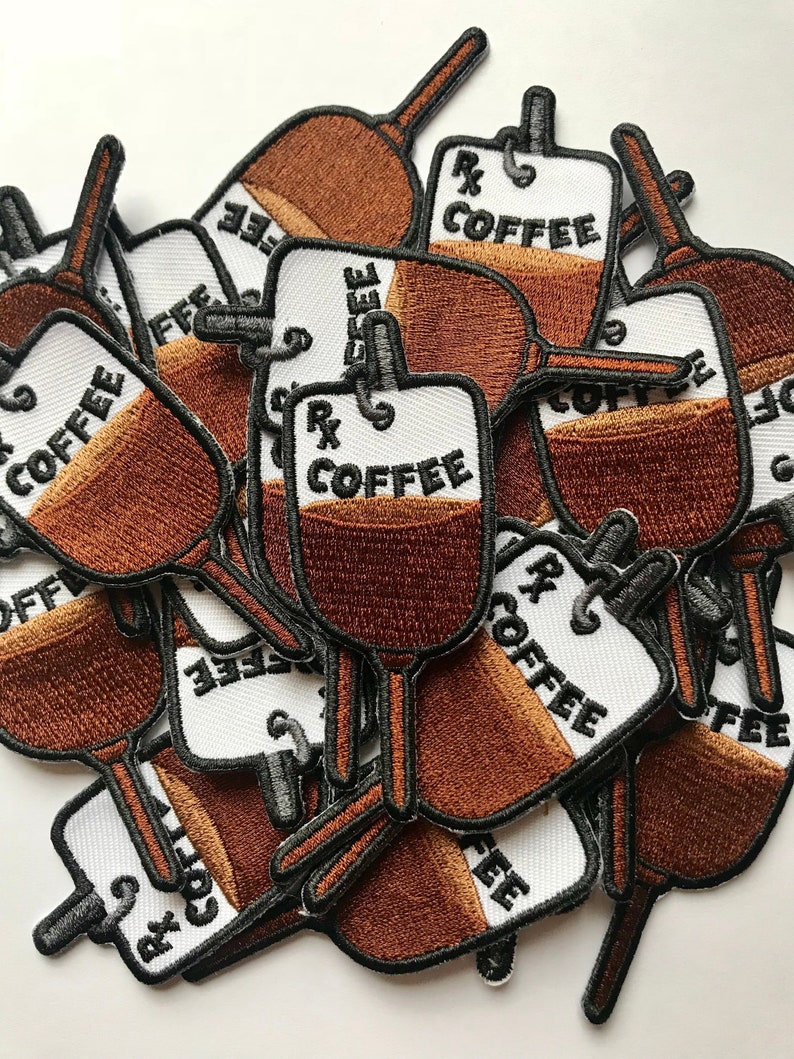 Coffee IV Bag Embroidered Iron-on Patch Coffee Patch Coffee Gift Coffee Lover Caffine Addict Coffee Addict Funny Patch image 2