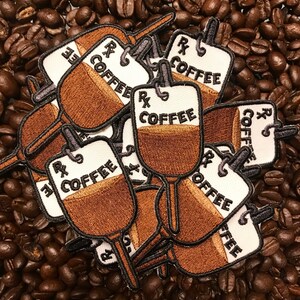 Coffee IV Bag Embroidered Iron-on Patch Coffee Patch Coffee Gift Coffee Lover Caffine Addict Coffee Addict Funny Patch image 6