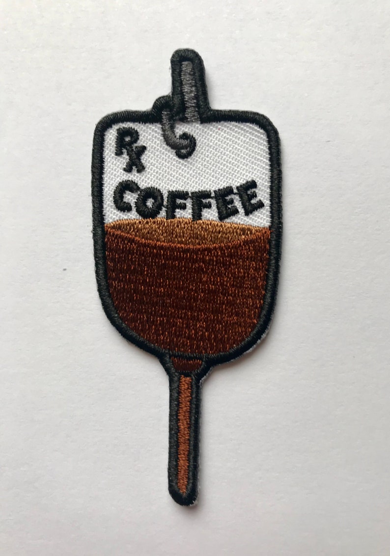 Coffee IV Bag Embroidered Iron-on Patch Coffee Patch Coffee Gift Coffee Lover Caffine Addict Coffee Addict Funny Patch image 4