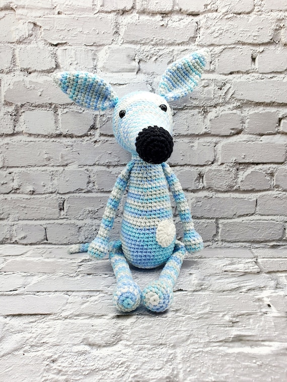 Handmade greyhound galgo italian greyhound whippet dog plush  crochet amigurumi puppet skinnydog
