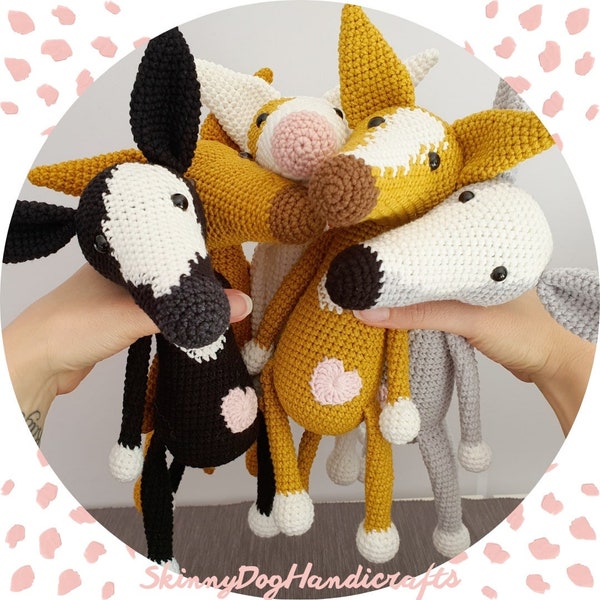 Customizable crochet greyhound whippet podenco italian greyhound galgo handmade