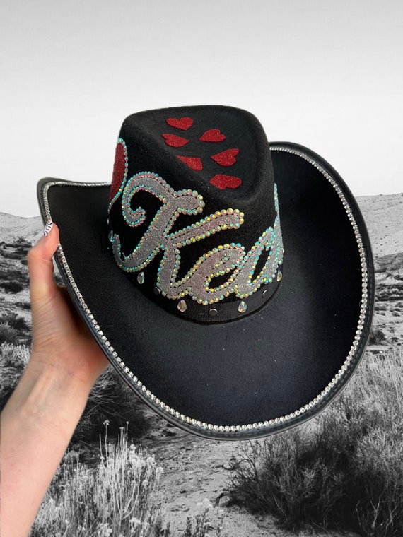 Personalized Rhinestone Cowboy Hat: Black Stetson With Love