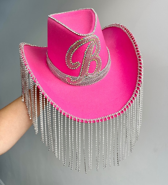 Hot Pink Rhinestone Fringe Cowboy Hat: Personalized  display picture 1