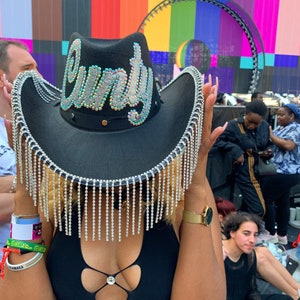 Rhinestone Fringe Cowboy Hat: Personalized Festival Cowgirl Stetson