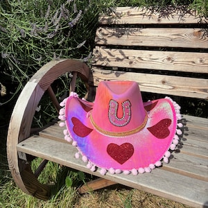 Metallic Pink Rhinestone Cowboy Hat: Festival Cowgirl Style - Etsy