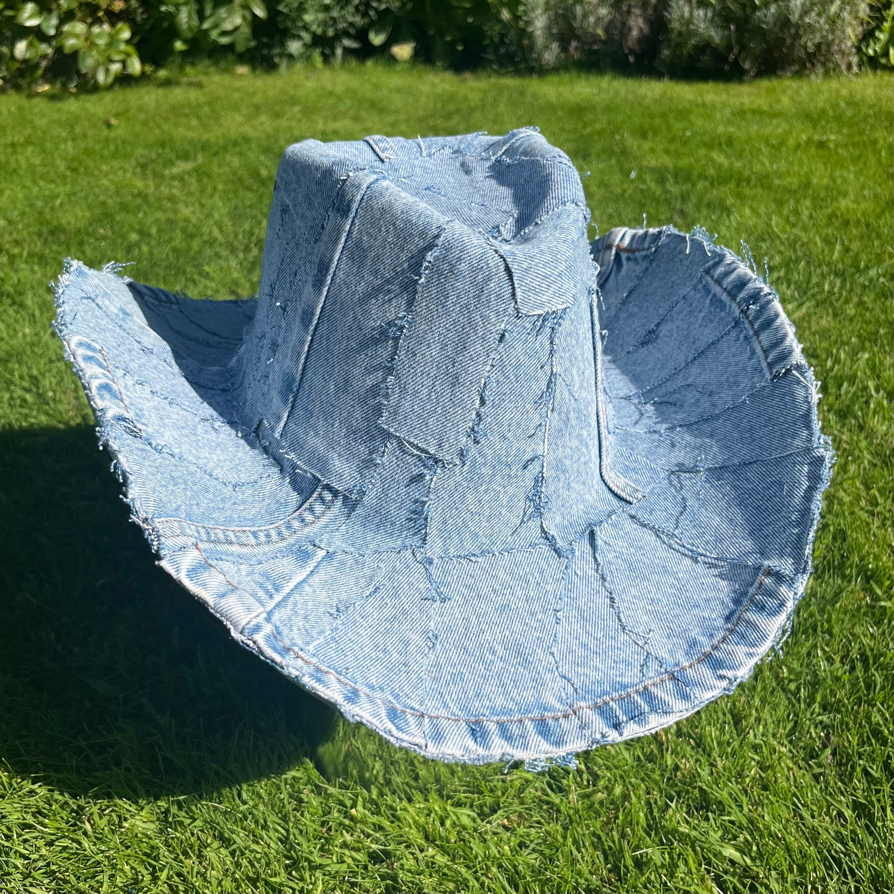 Upcycled Light Wash Denim Cowboy Hat (57/58cm) - Etsy display picture 2
