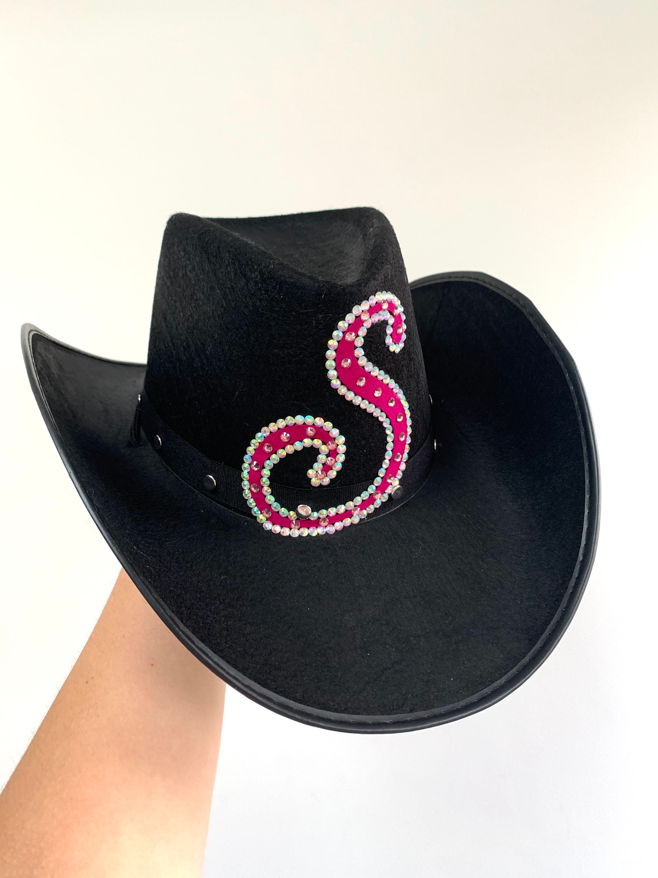 Initial Black Cowboy Hat Cowgirl Hat 