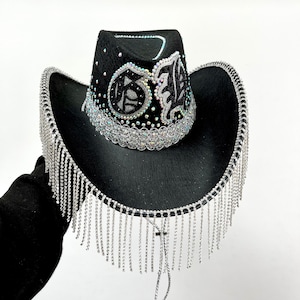Personalized Rhinestone Cowboy Hat: Tattoo Font Festival Hat