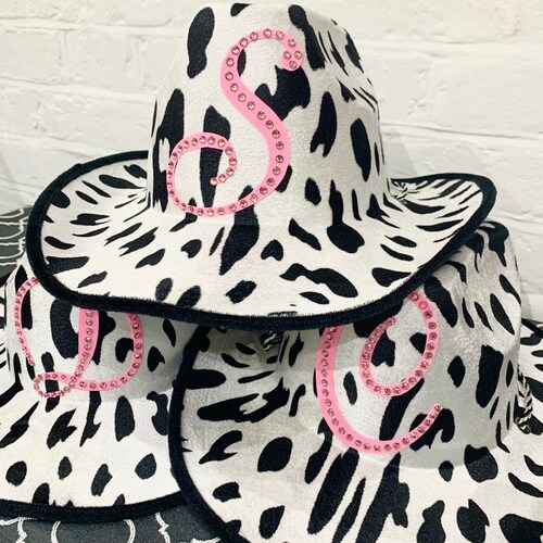 Cowgirl Hat Cow Print Cowboy Hat Personalised Cowboy Hat Etsy