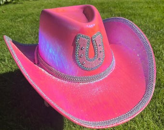 Sombrero Vaquero Fucsia De Simil Piel – Accesorio De Disfraz Para Fiestas Del Viejo Oeste, Halloween Y Carnaval