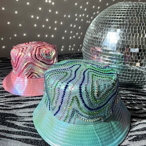 Disco Bucket Hat • Festival Hat • Rhinestone Bucket Hat • Summer Party Hats