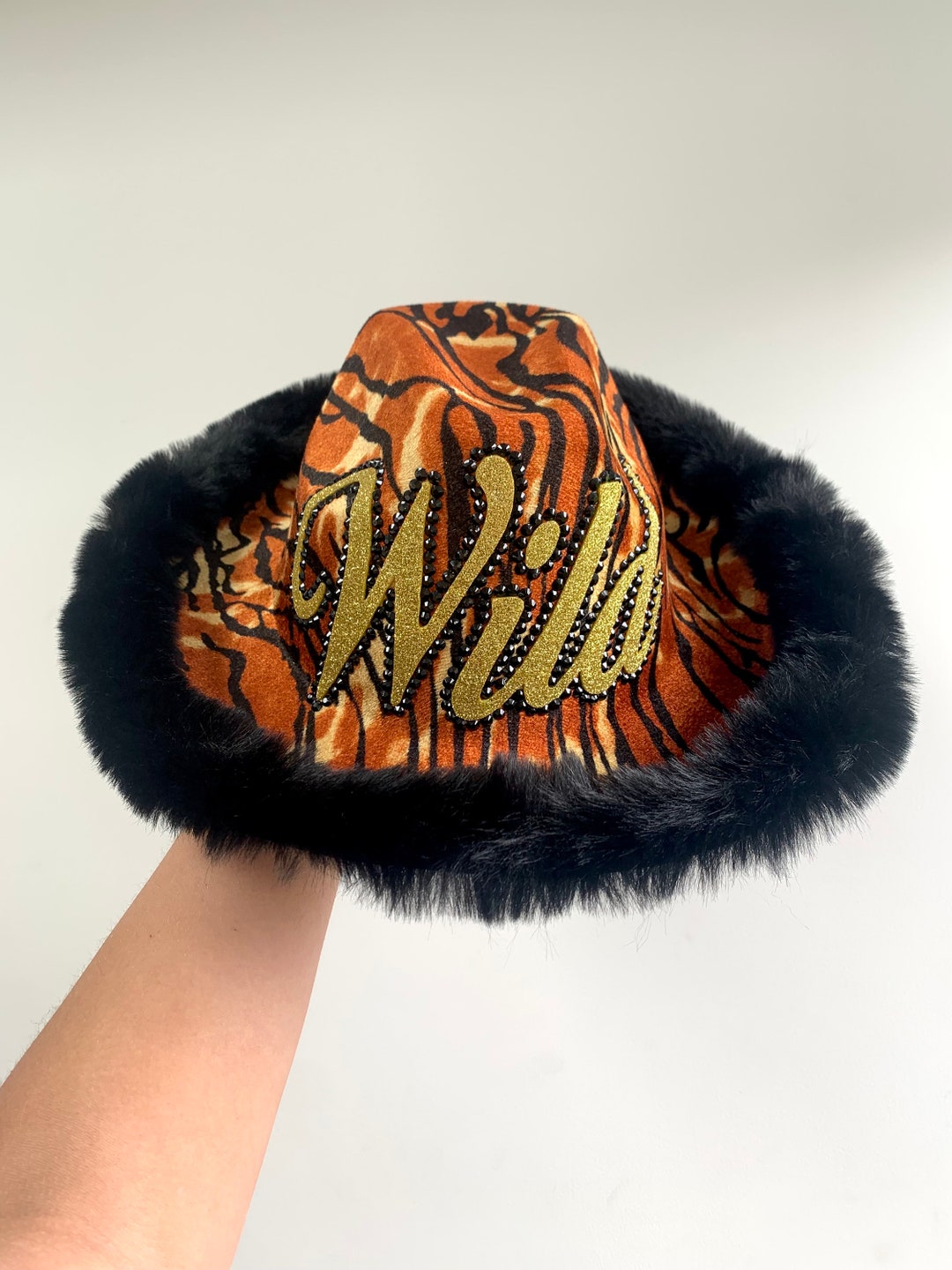 Personalised Tiger Print Cowboy Hat Festival Hat Animal Etsy