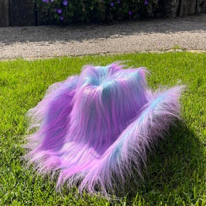 Lilac & Blue Fluffy Furry Cowboy Hat: Festival Party Hat