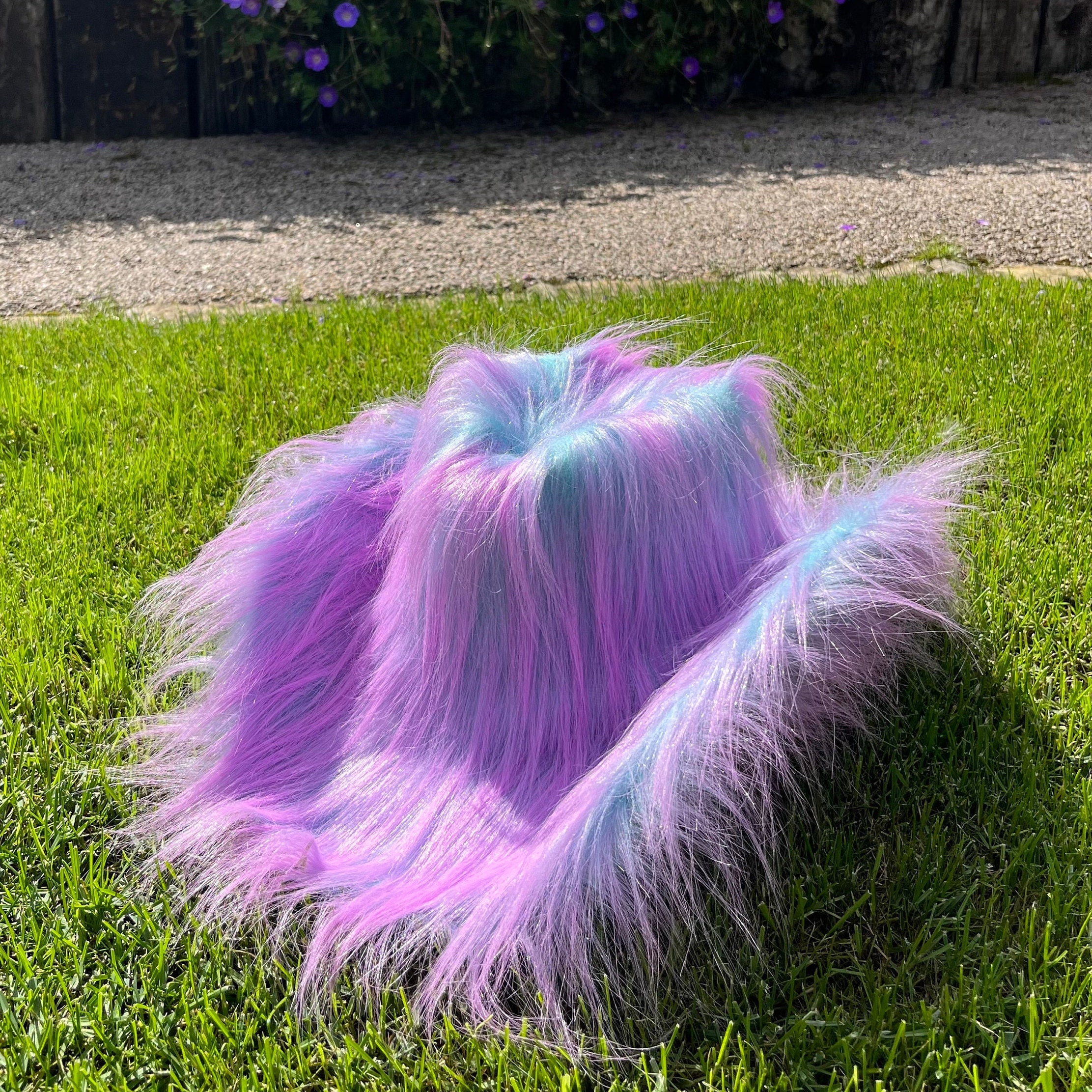 Lilac and Blue Two-Tone Fluffy Cowboy Hat • Furry Festival Hat • Big Birthday Hat • Furry Cowboy Hat • Fluffy Hats