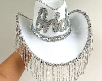 Bride To Be Cowboy Hat: Rhinestone Fringe Bachelorette Stetson