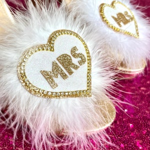 MRS Rhinestone Heart Ostrich Feather Shoe Clips: Bachelorette Party