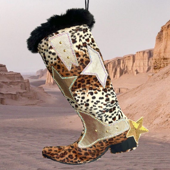 Leopard Print Cowboy Boot Christmas Stocking Animal Print Present Stockings  Christmas Cowgirl Cowgirl Boots Cowboy Christmas -  Canada