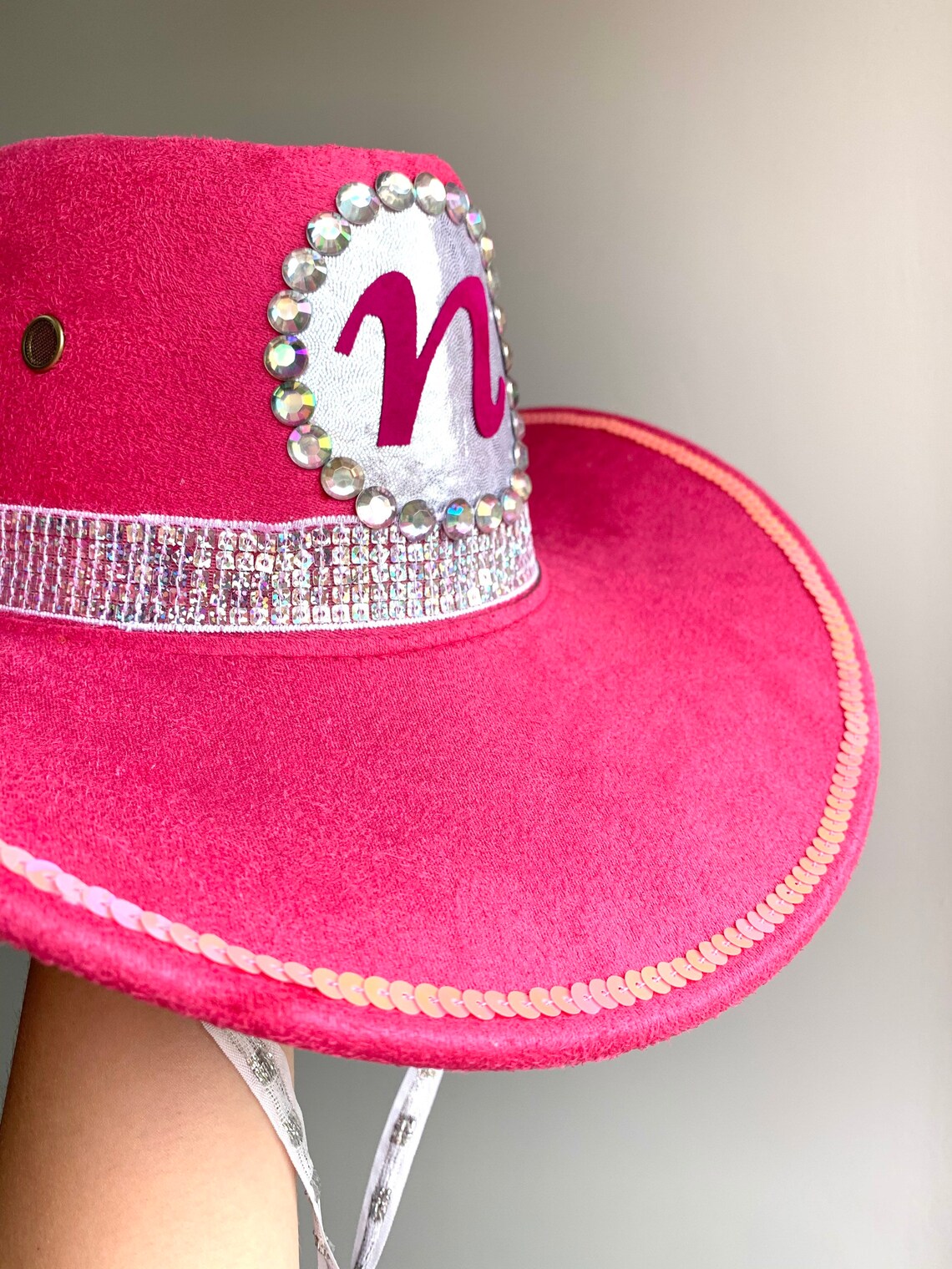 Hot Pink Cowgirl Hat Rhinestone Cowboy Hat Personalised Etsy