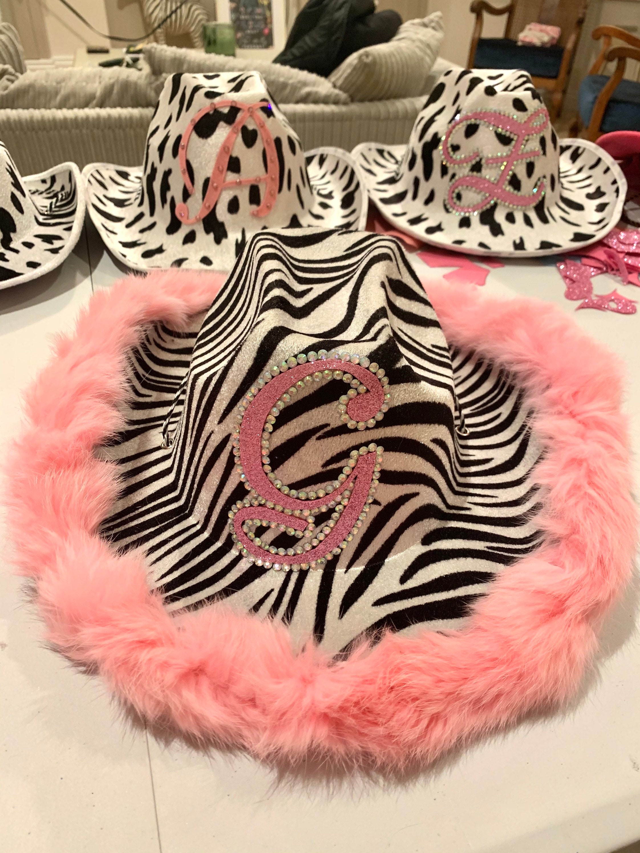 cowgirl us rhinestone y2k zebra print hat HATB07A - Zebra Cowhide Studded Hat Band - Double J Saddlery main image 4
