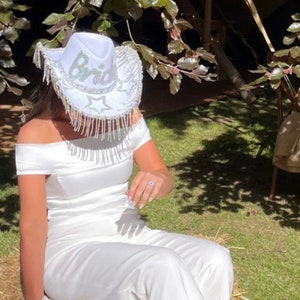 Rhinestone Fringe Bride Cowboy Hat: Bachelorette Party Hat