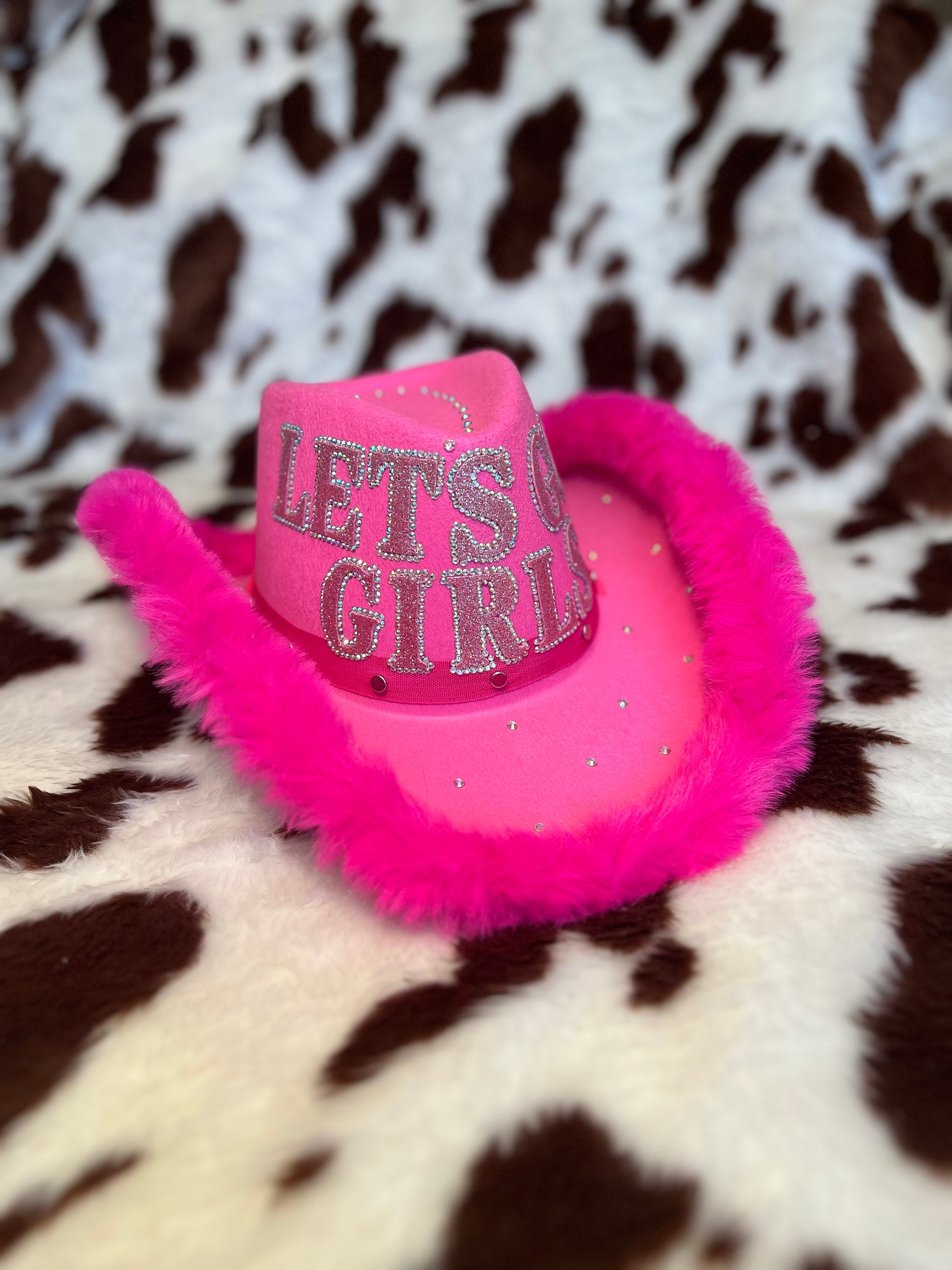 Felt Hats Cowgirl Hat Pink Fluffy Fuzzy Feather Cowgirl Hat Pink