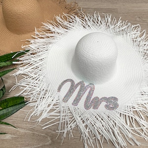 Personalized &#39;Mrs&#39; Beach Hat: Bride-to-be Honeymoon Sun Hat