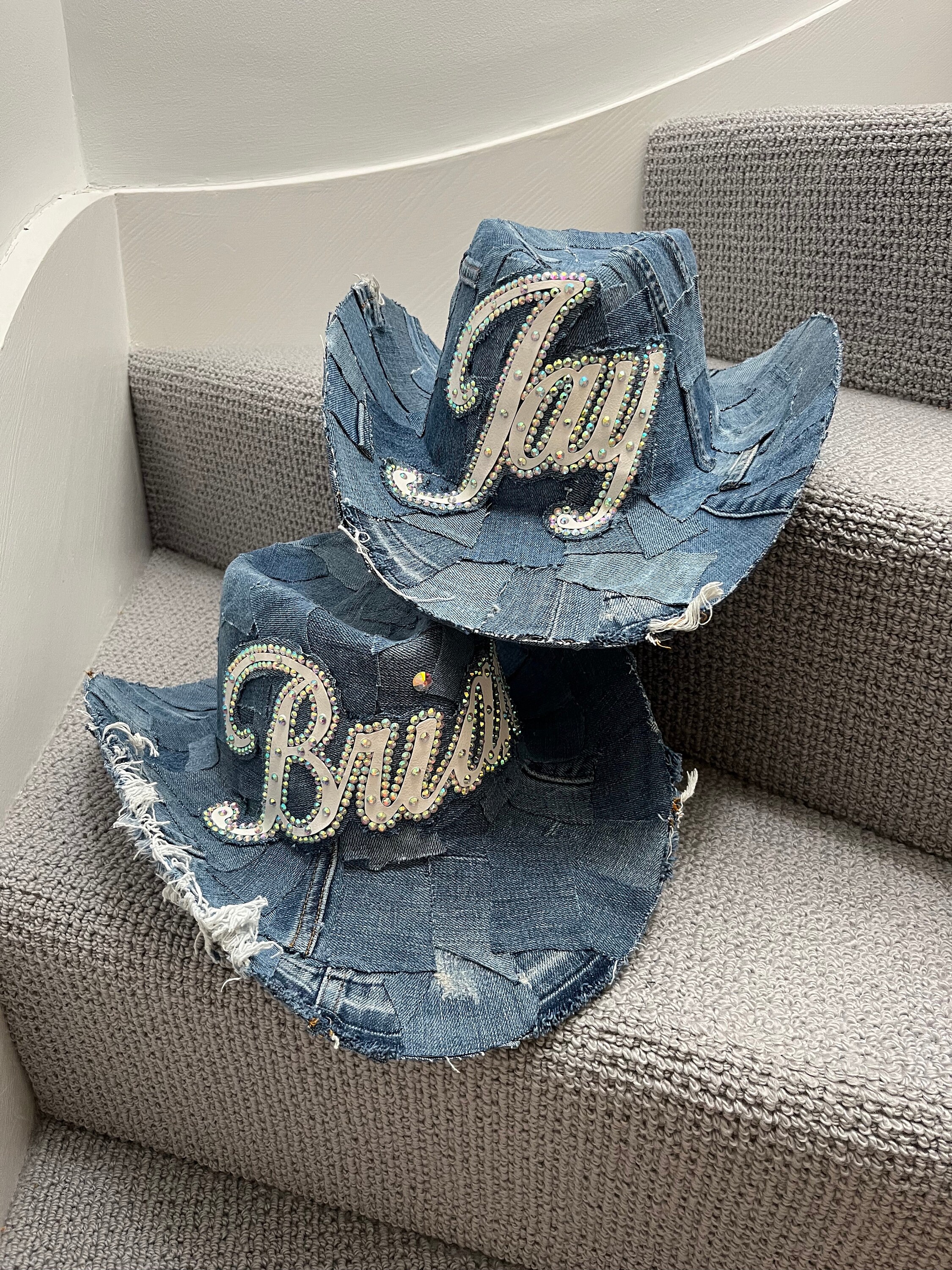 Chapeau Cowboy En Jean à Carreaux – Bord Large Pliable, Sangle Menton Réglable, Denim Respirant Pour Femme Homme – Équitation, Plage, Festival
