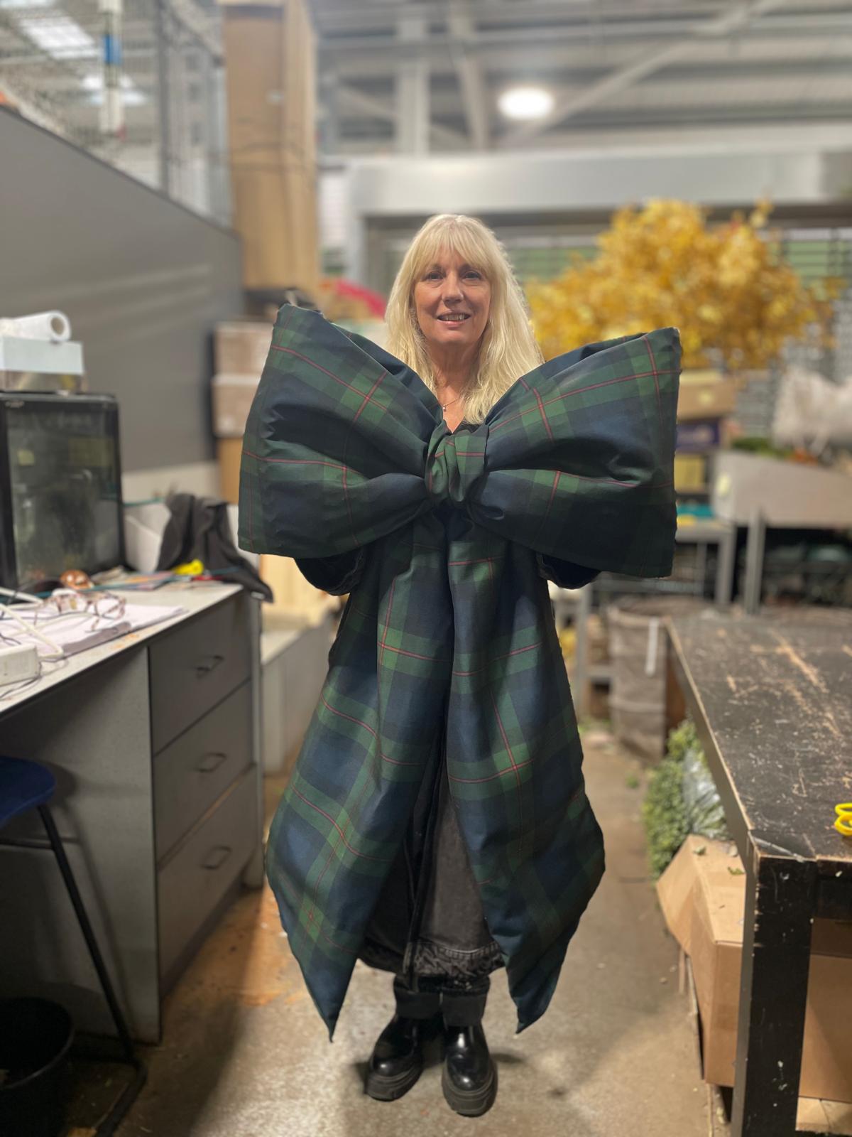 Giant Black Watch Tartan Bow: Christmas Installation Decor
