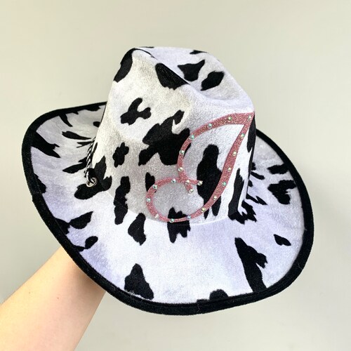 Cowgirl Hat Cow Print Cowboy Hat Personalised Cowboy Hat Etsy