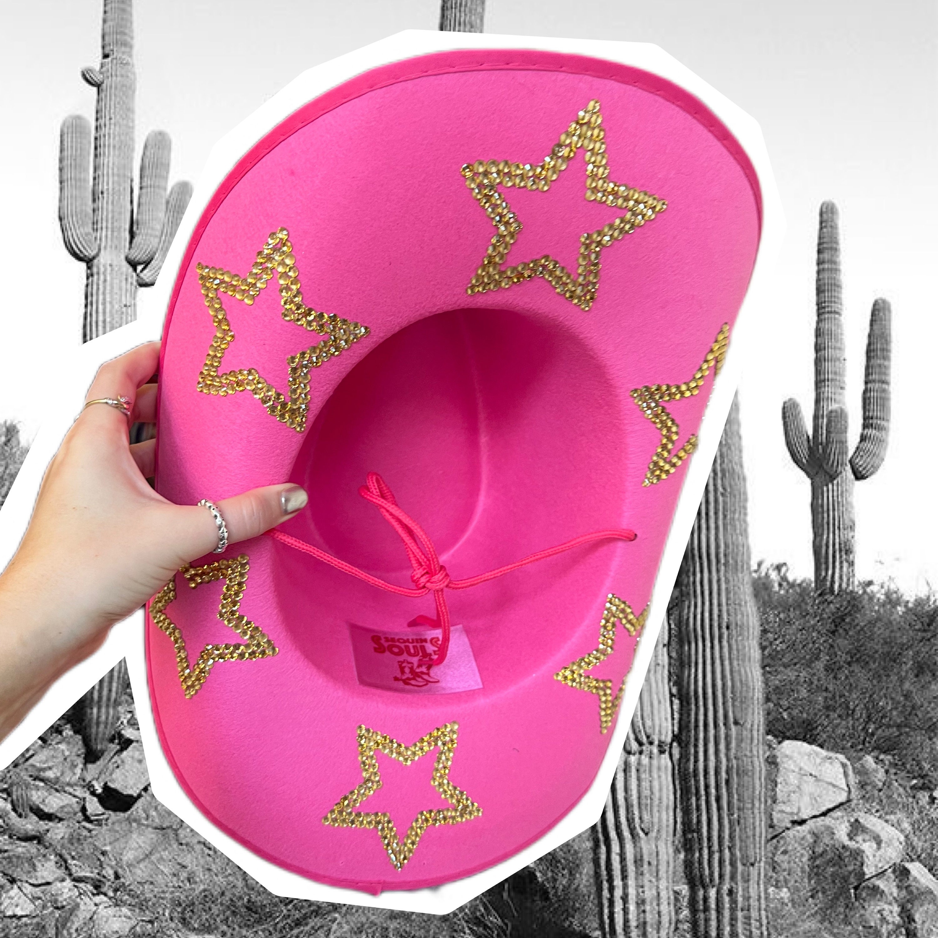 Pink Rhinestone Star Cowboy Hat: Personalized Bachelorette 