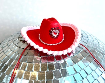 Valentines Dog Hat • Tiny Pet Cowboy Hat • Red Dog Hat •  Pet Gift • Gift From The Dog • Dog Hats • Dog Hat