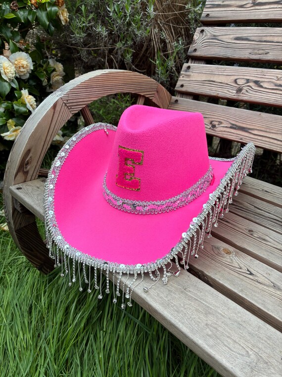 Cowboy Hats for Hens Hot Pink Rhinestone Fringe Cowboy Hat  display picture 1