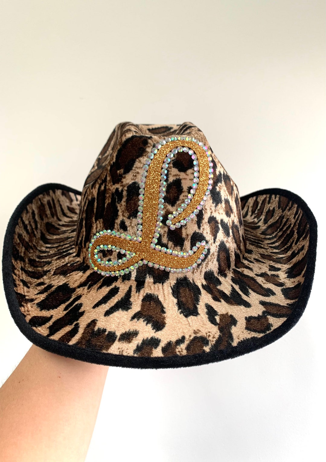 Leopard Print Cowgirl Hat: Personalized Initial, Hen Party Costume - Etsy