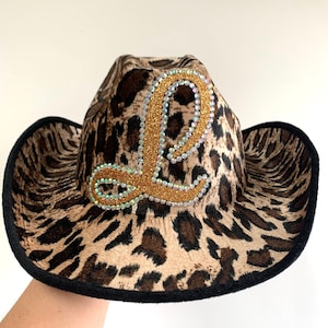 Cowgirl Hat • Leopard Print Cowboy Hat • Personalised Cowboy Hat • Hen Party Hat • Animal Print