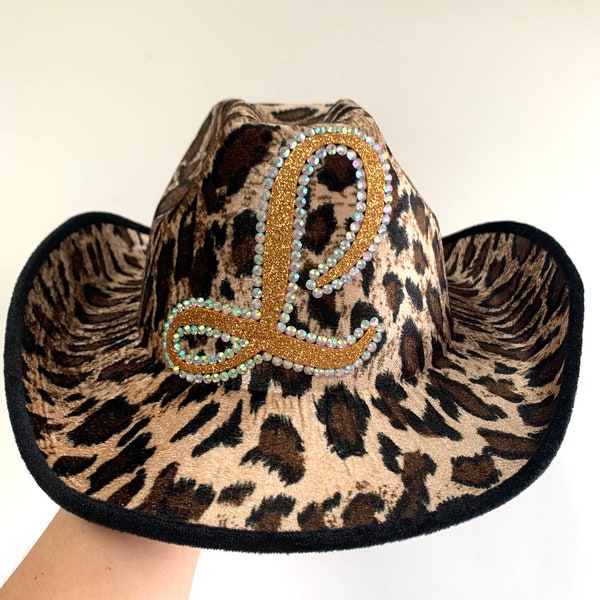 Cowgirl Hat • Leopard Print Cowboy Hat • Personalised Cowboy Hat • Hen Party Hat • Animal Print