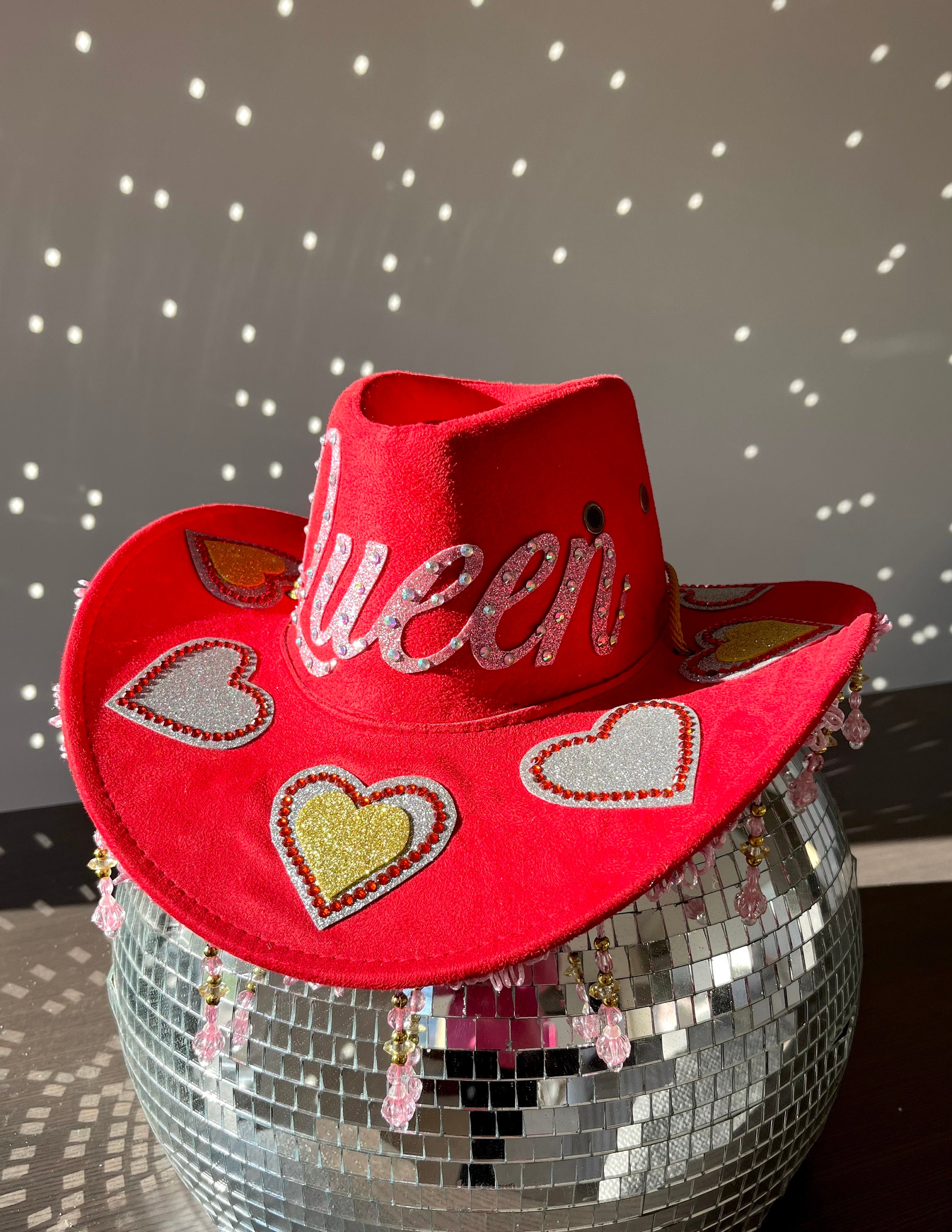 Red Beaded Fringe Cowboy Hat: Velvet Rodeo Queen Stetson - Etsy